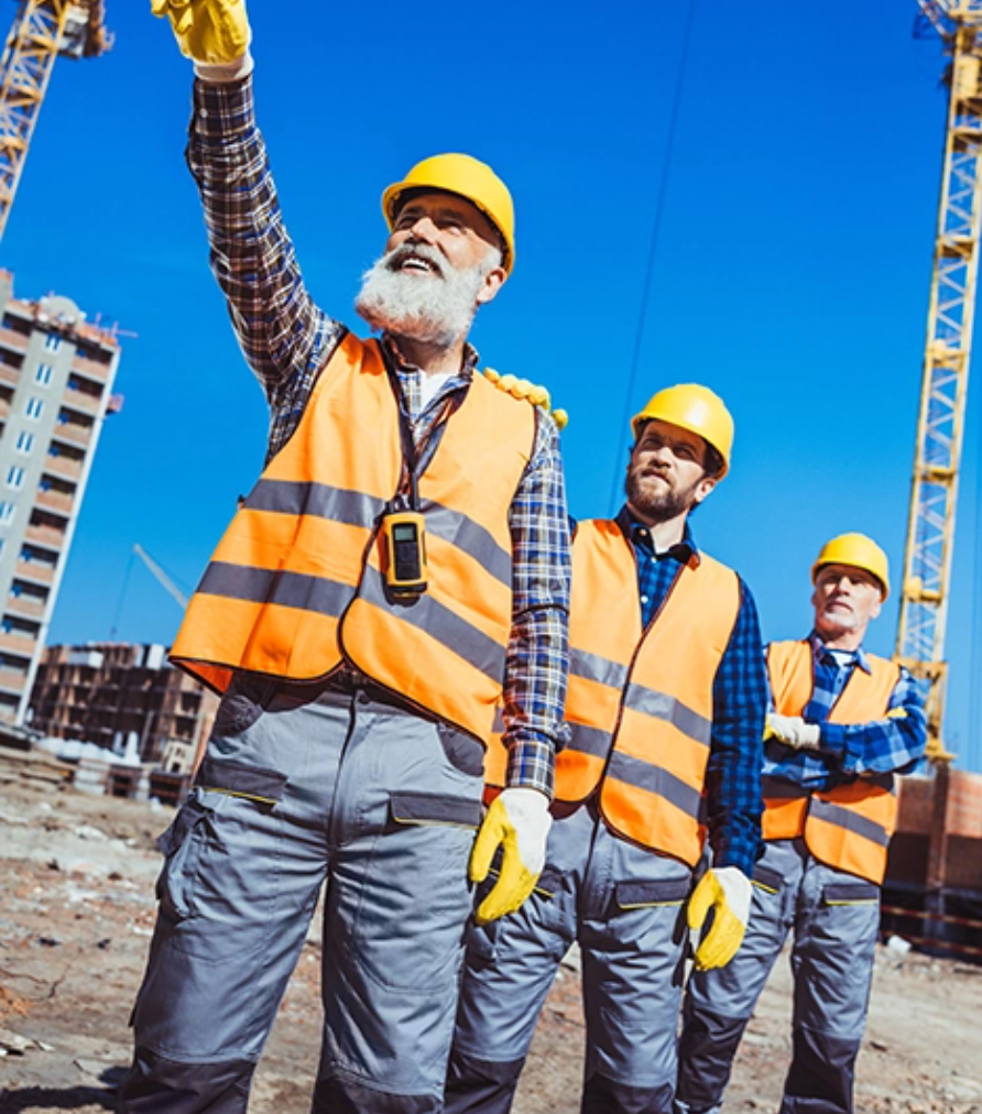 Workers looking up